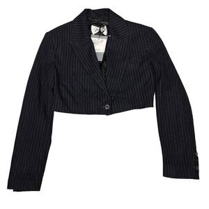 Zara Blazer Women’s XS Black Pinstripe Crop‎ Single Button Limited Edition Fall
